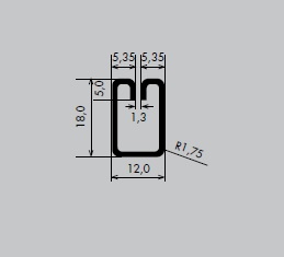 Einfassprofil aus feuerverzinktes Vormaterial | Länge: 3000 mm | Rechteck-Profil, E 12-18 mm | Schlitzbreite: 1,3 mm